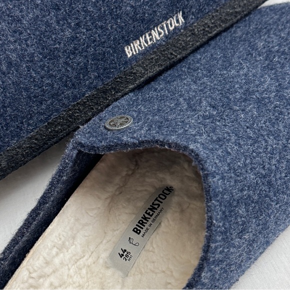 Birkenstock Men's Zermatt Shearling Slipper Clogs In Navy Blue Size 44 - US 11 - Picture 10 of 12
